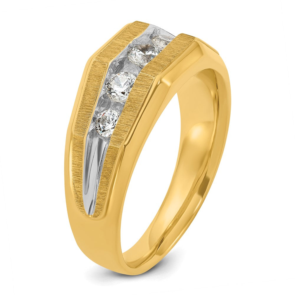 14k w/ White RH IBGoodman Men's Polished/Satin 5-Stone Diamond Ring