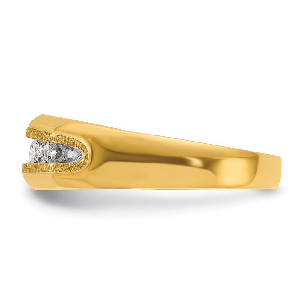 14k w/ White RH IBGoodman Men's Polished/Satin 5-Stone Diamond Ring