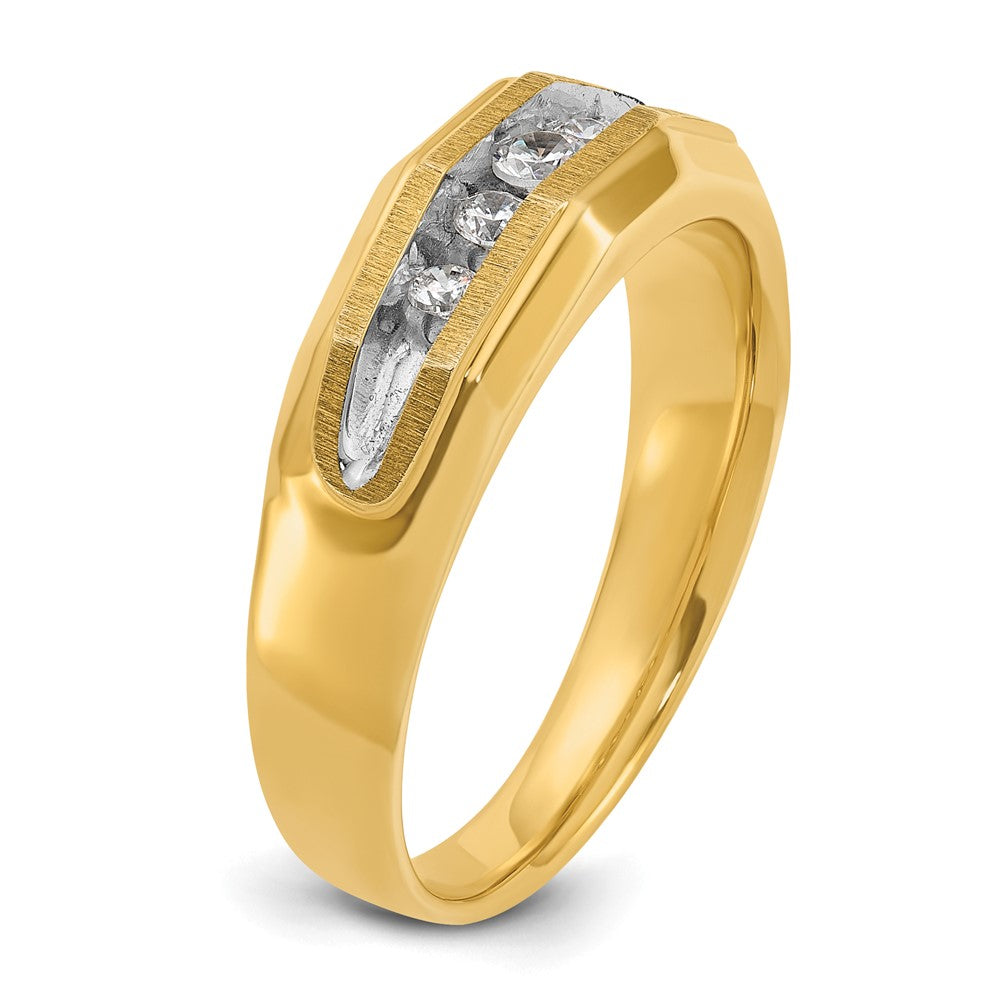 14k w/ White RH IBGoodman Men's Polished/Satin 5-Stone Diamond Ring