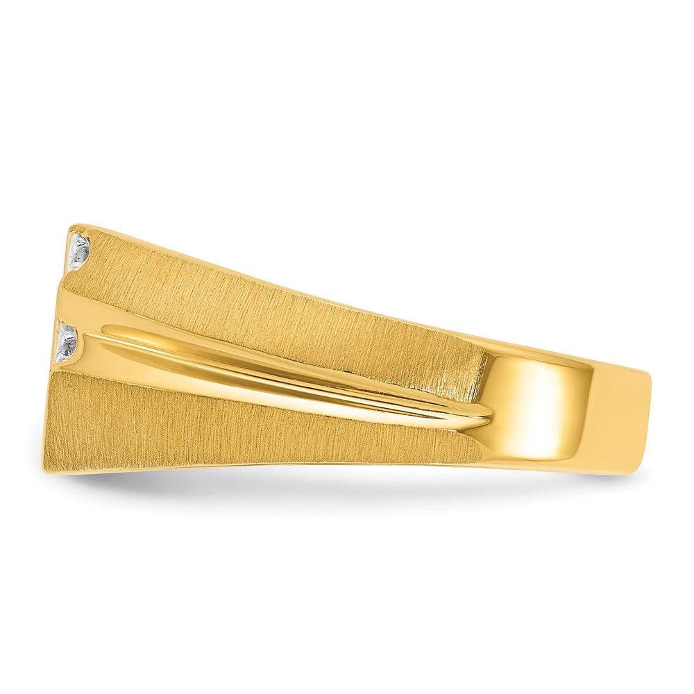 14k IBGoodman Men's Polished Satin and Grooved Ring Mounting