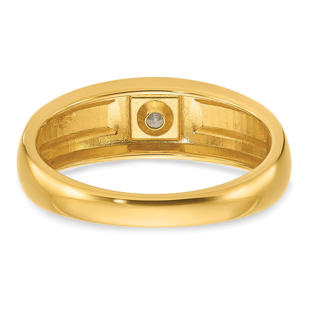 14k IBGoodman Men's Polished and Satin Diamond Complete Ring