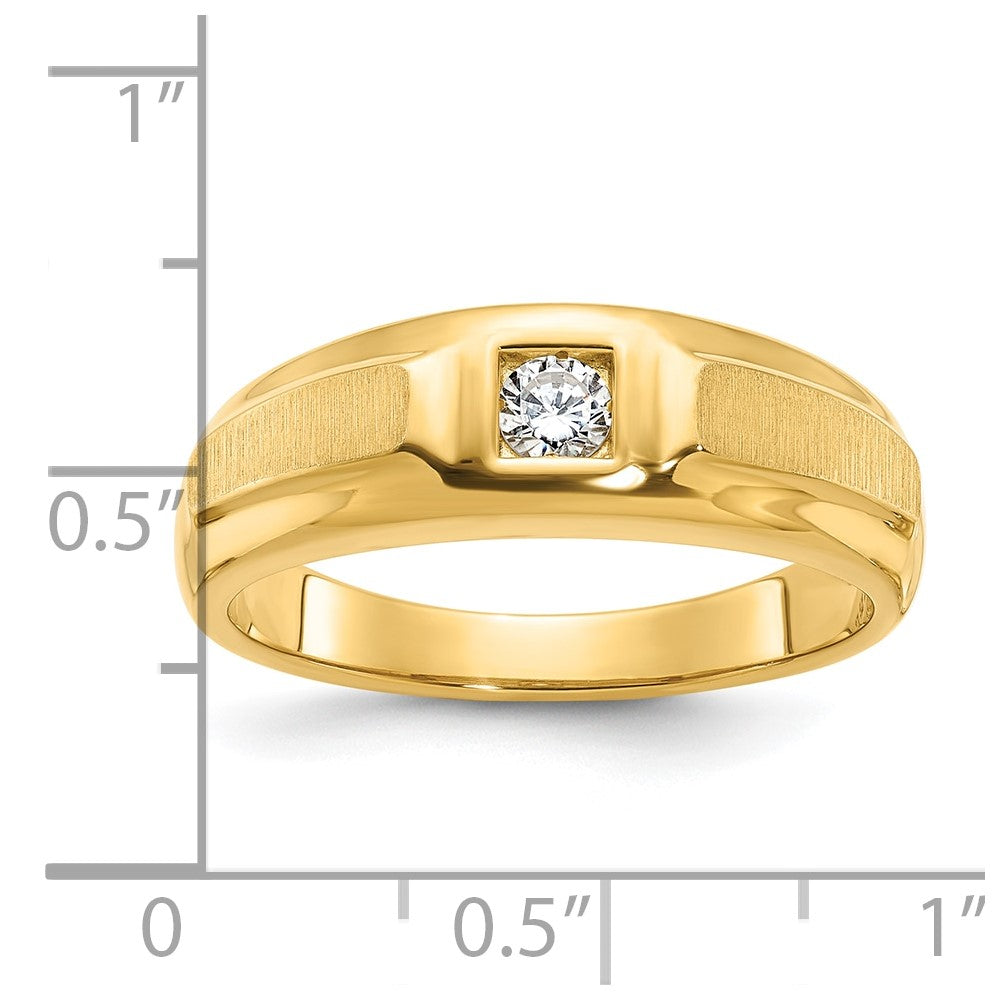 14k IBGoodman Men's Polished and Satin Diamond Complete Ring