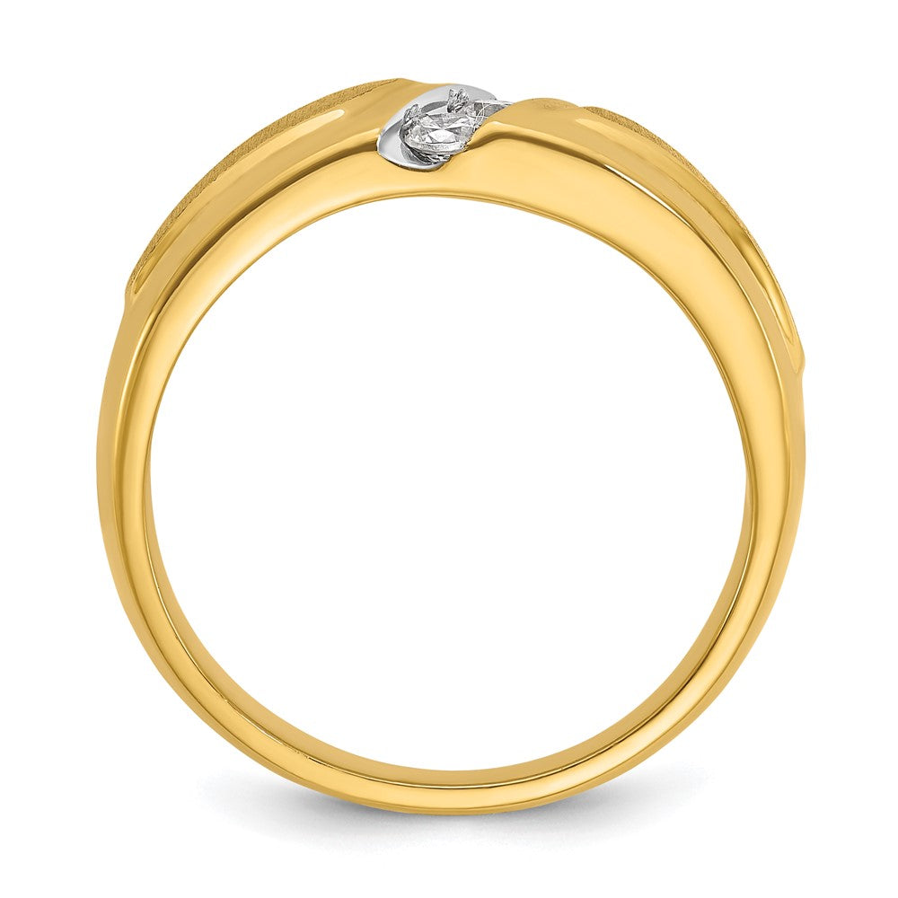 14k IBGoodman Men's Polished and Satin 3-Stone Ring Mounting