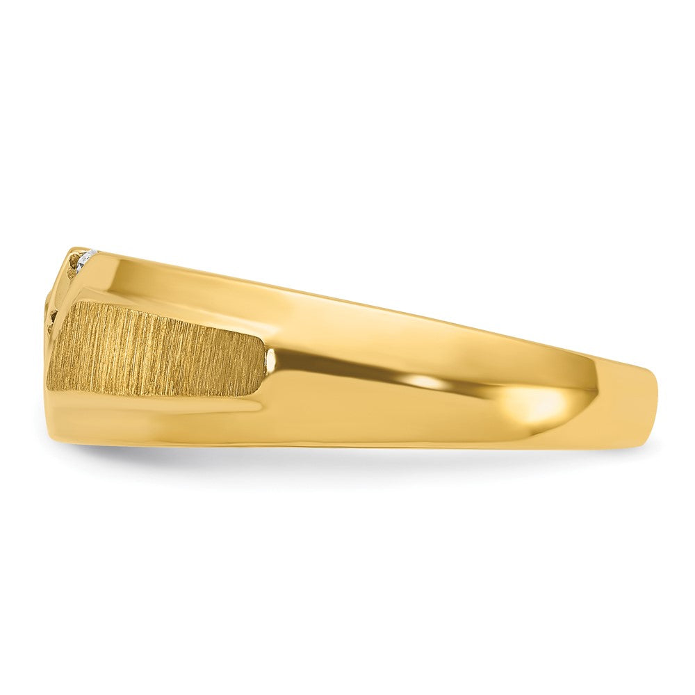 14k IBGoodman Men's Polished and Satin 3-Stone Ring Mounting