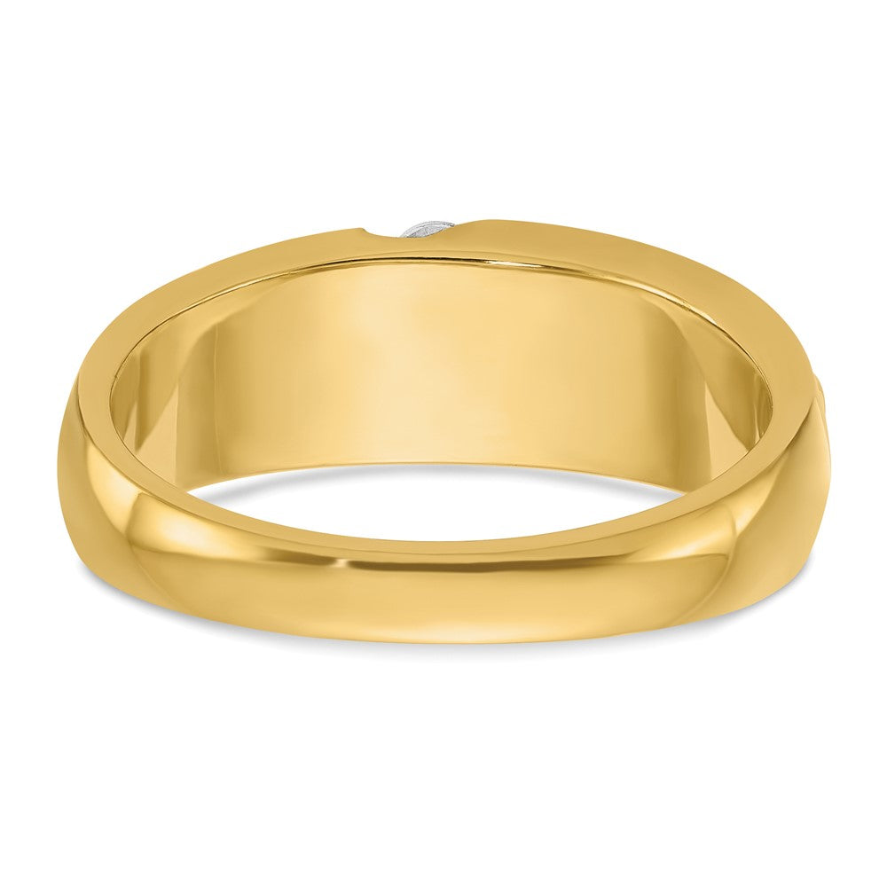 14k IBGoodman Men's Polished and Satin 3-Stone Diamond Ring