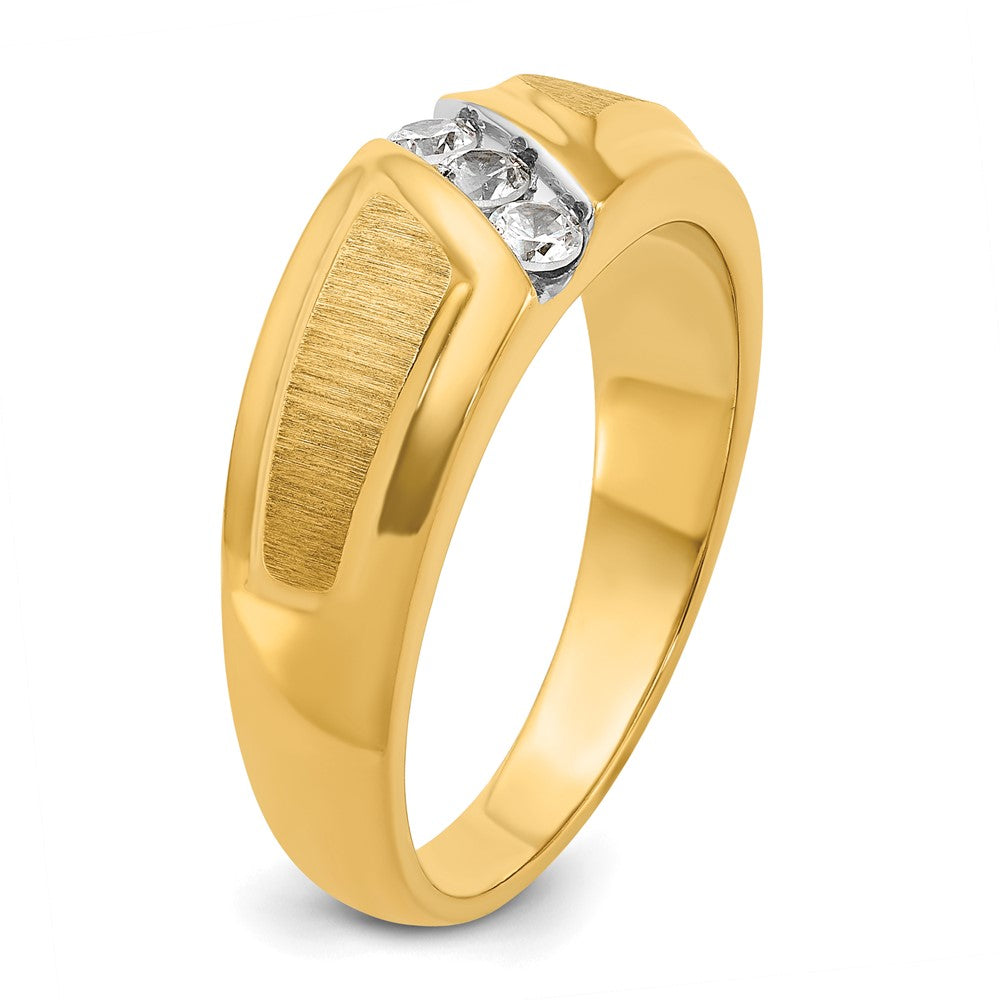 14k IBGoodman Men's Polished and Satin 3-Stone Ring Mounting