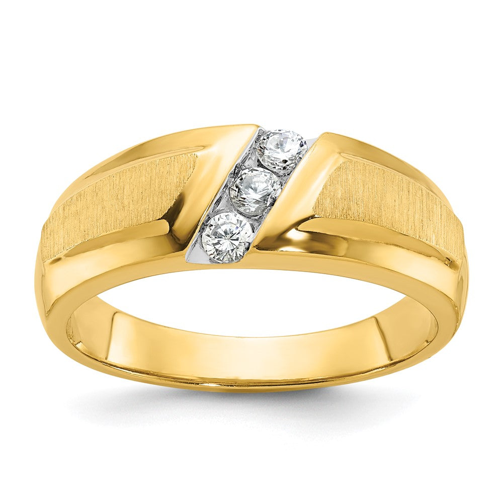 14k IBGoodman Men's Polished and Satin 3-Stone Ring Mounting