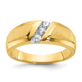 14k IBGoodman Men's Polished and Satin 3-Stone Diamond Ring