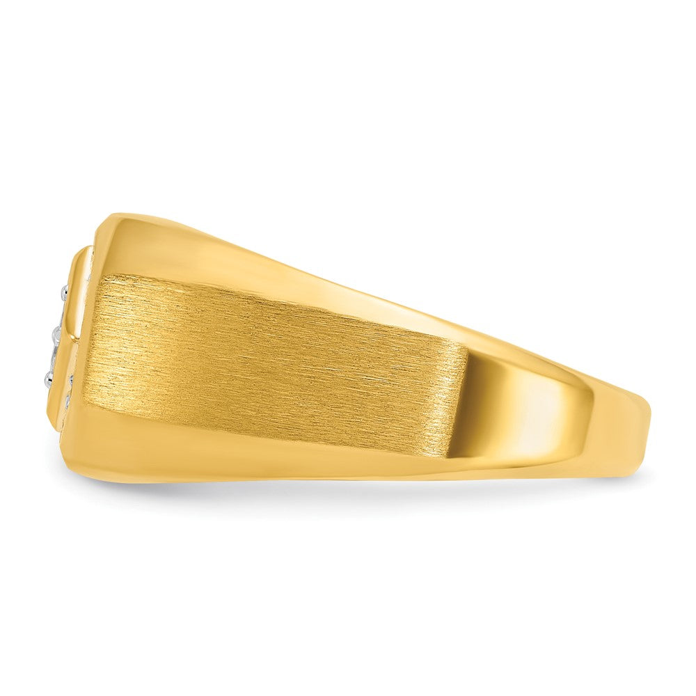 14k IBGoodman Men's Polished and Satin Diamond Complete Ring
