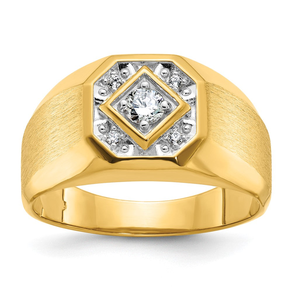 14k IBGoodman Men's Polished and Satin Diamond Complete Ring