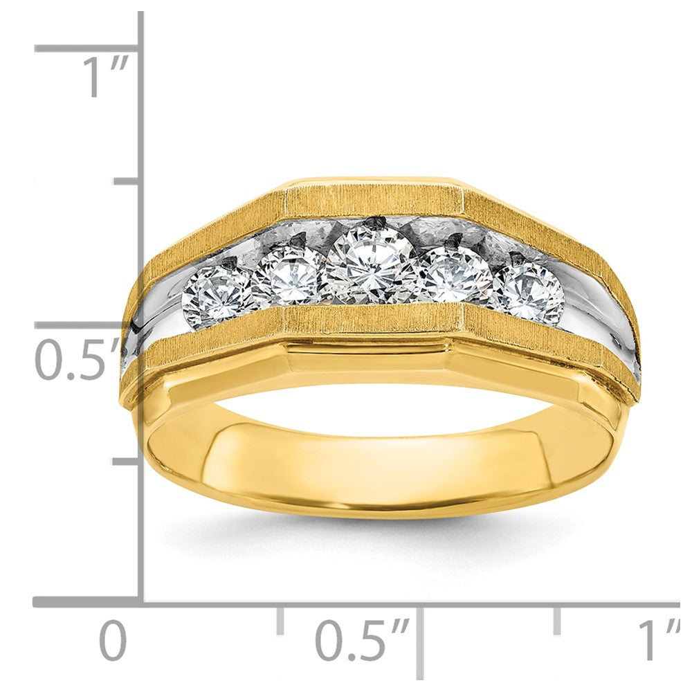 14k IBGoodman Men's Polished and Satin 5-Stone Ring Mounting