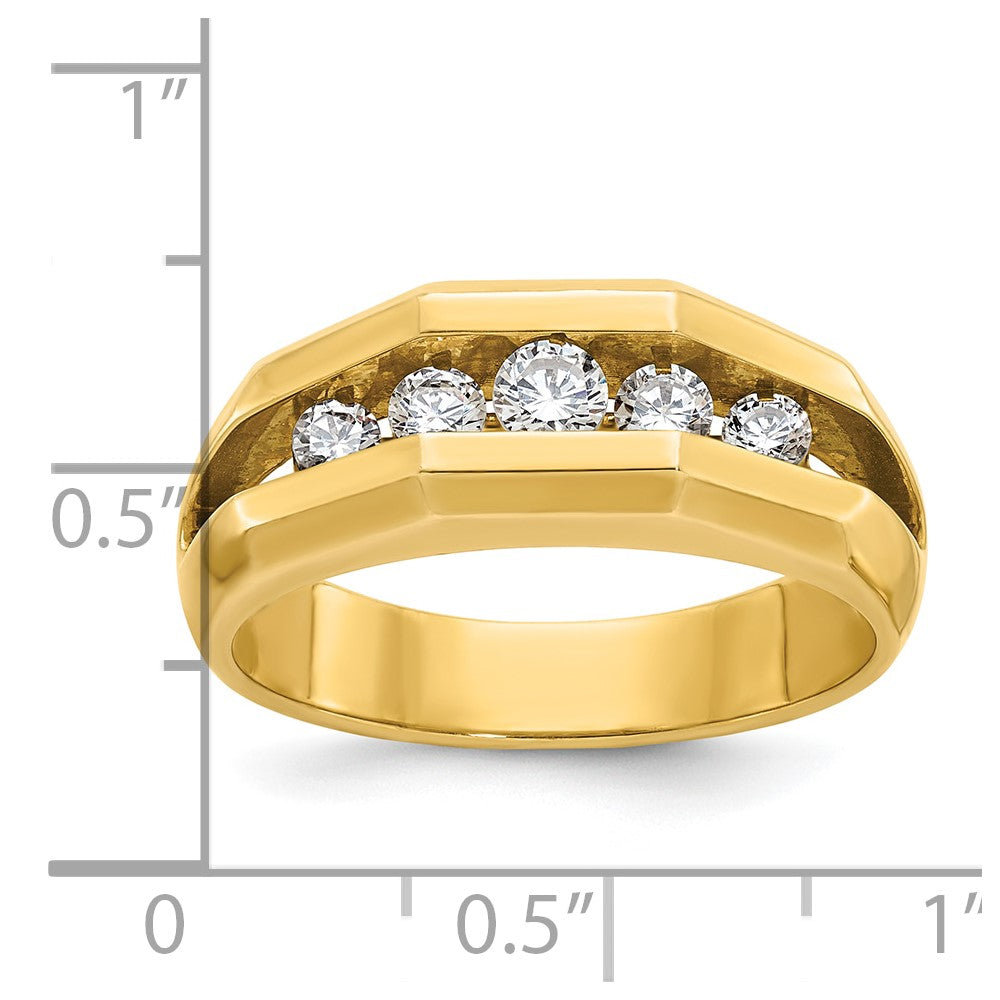 14k IBGoodman Men's Polished Cut-Out 5-Stone Diamond Ring