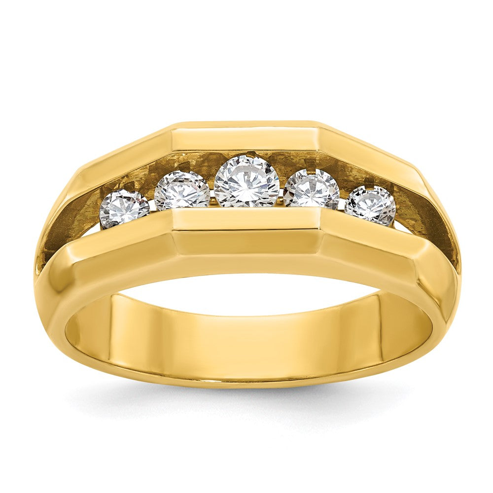 14k IBGoodman Men's Polished Cut-Out 5-Stone Diamond Ring