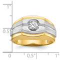 10k Two-tone IBGoodman Men's Polished and Satin Diamond Complete Ring