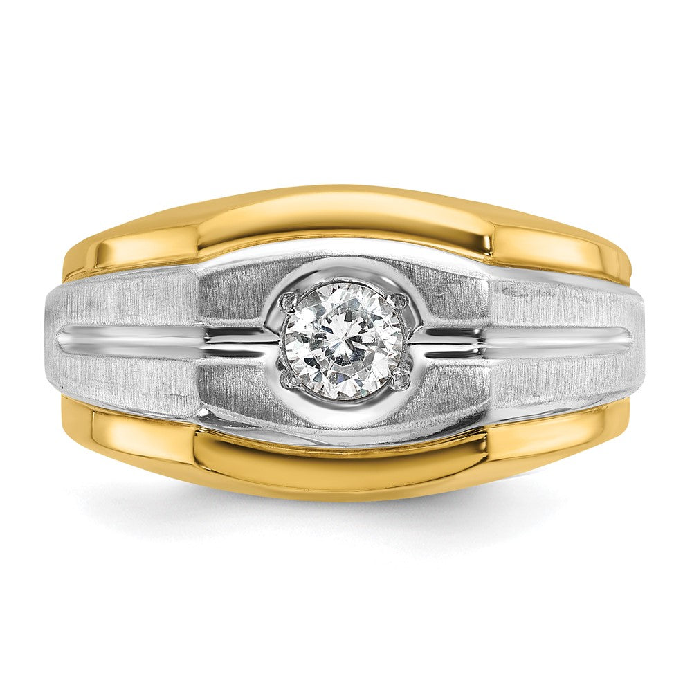 14k Two-tone IBGoodman Men's Polished and Satin Diamond Ring Mounting