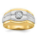 14k Two-tone IBGoodman Men's Polished and Satin Diamond Complete Ring