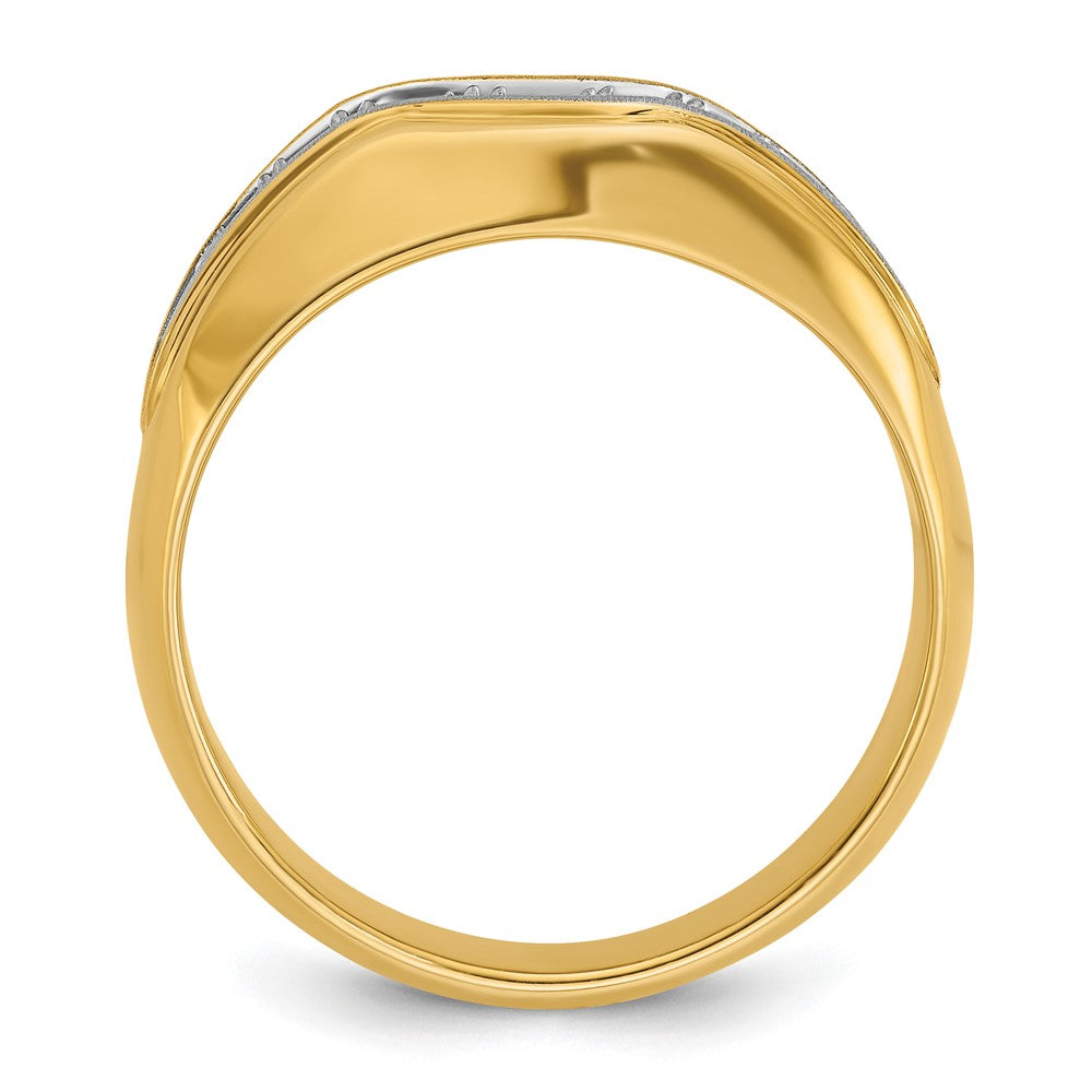 14k w/ White RH IBGoodman Men's Polished and Satin Diamond Ring