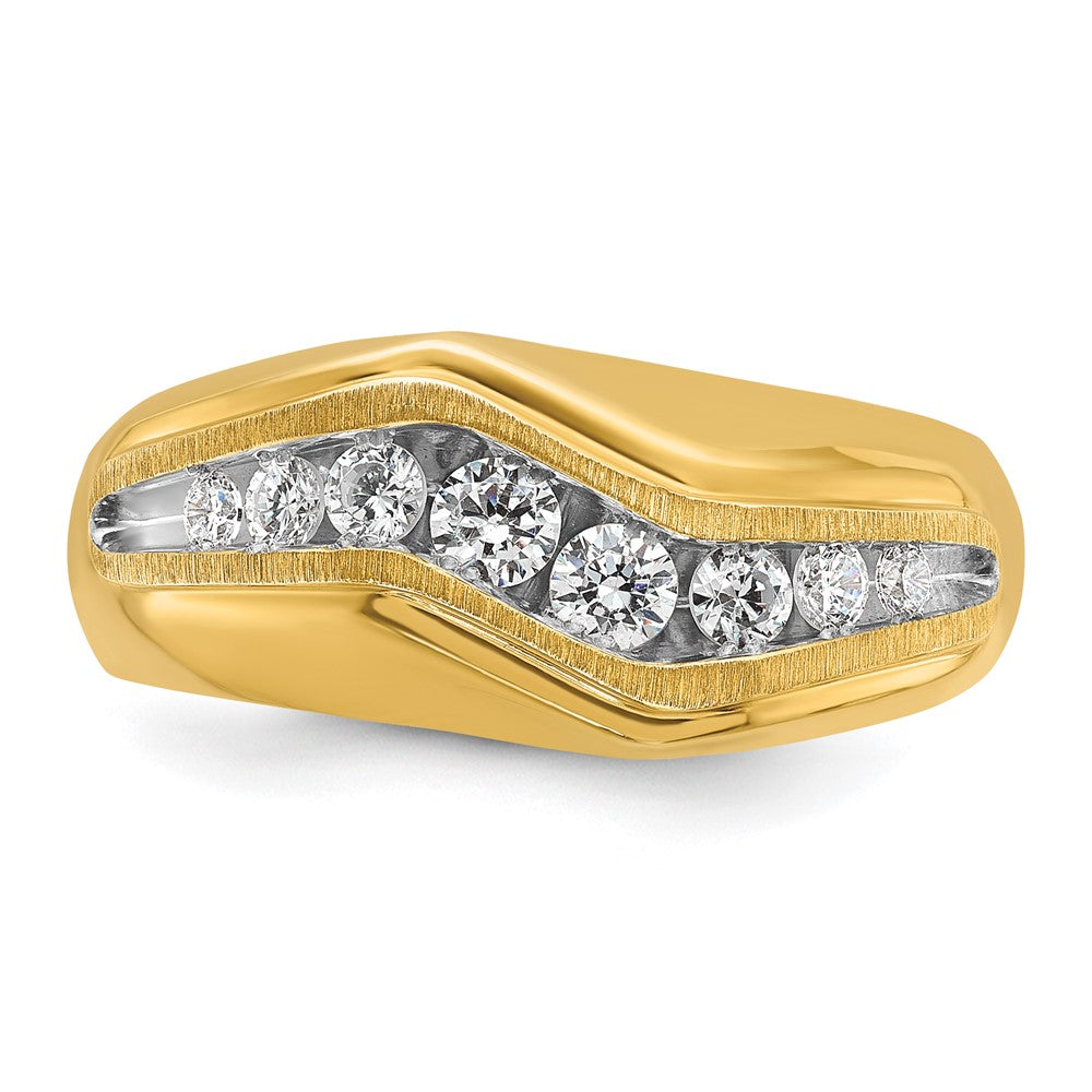 14k w/ White RH IBGoodman Men's Polished and Satin Diamond Ring