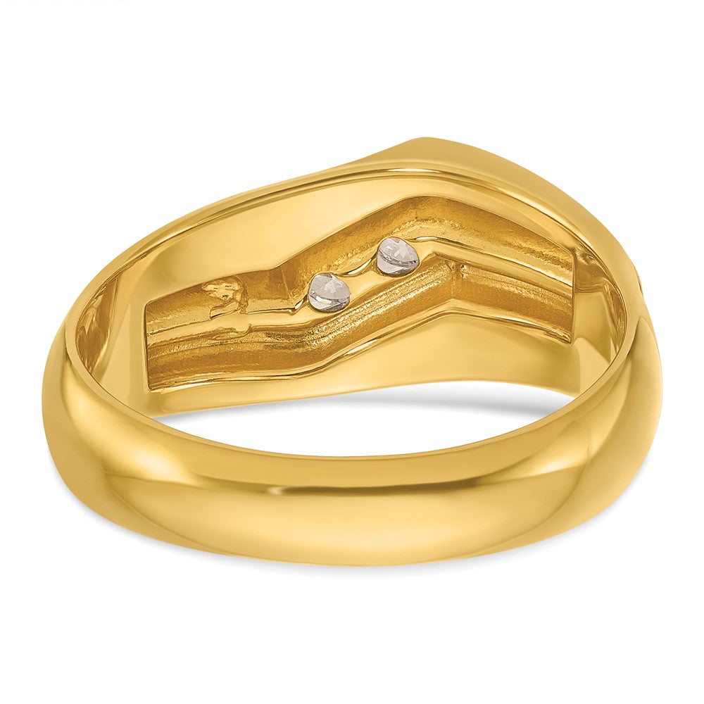 14k w/ White RH IBGoodman Men's Polished and Satin Diamond Ring