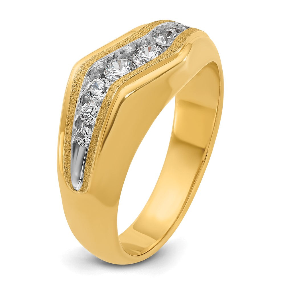 14k w/ White RH IBGoodman Men's Polished and Satin Diamond Ring