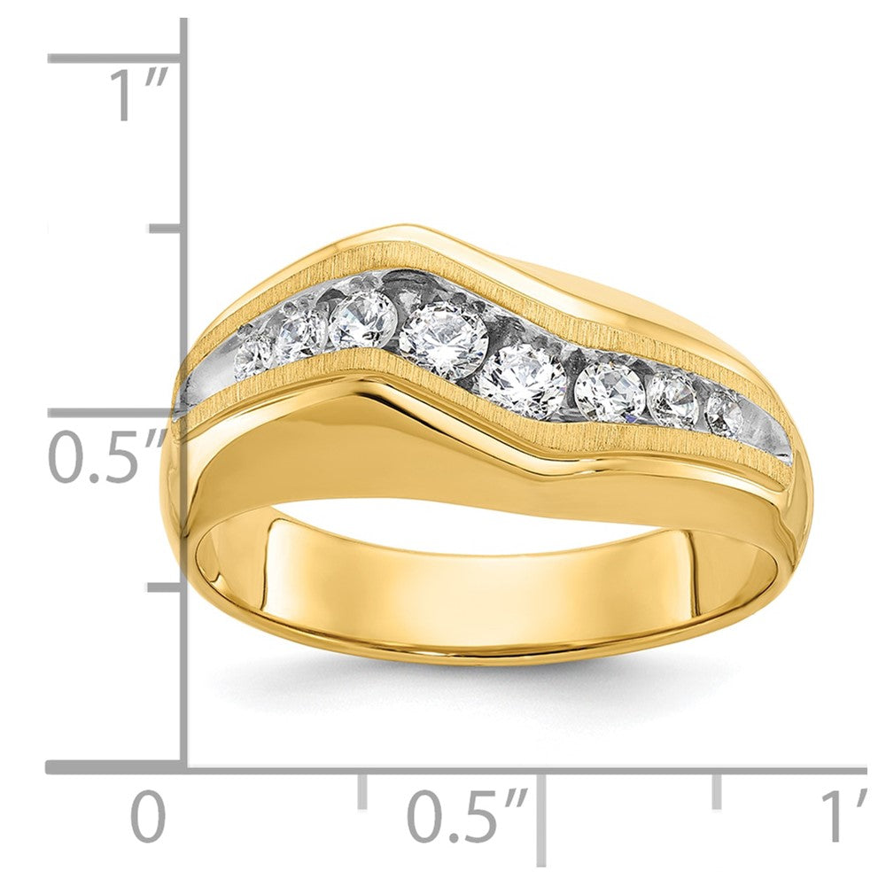 14k w/ White RH IBGoodman Men's Polished and Satin Diamond Ring