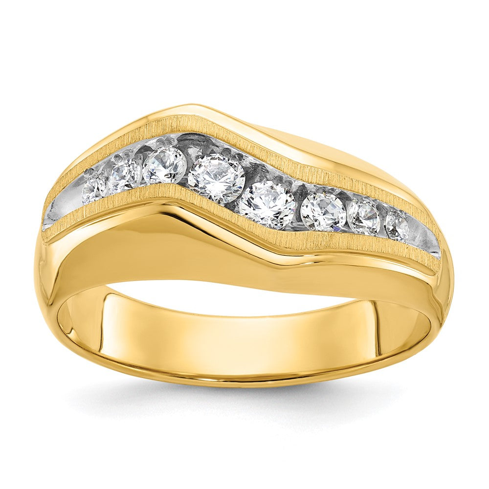 14k w/ White RH IBGoodman Men's Polished and Satin Diamond Ring