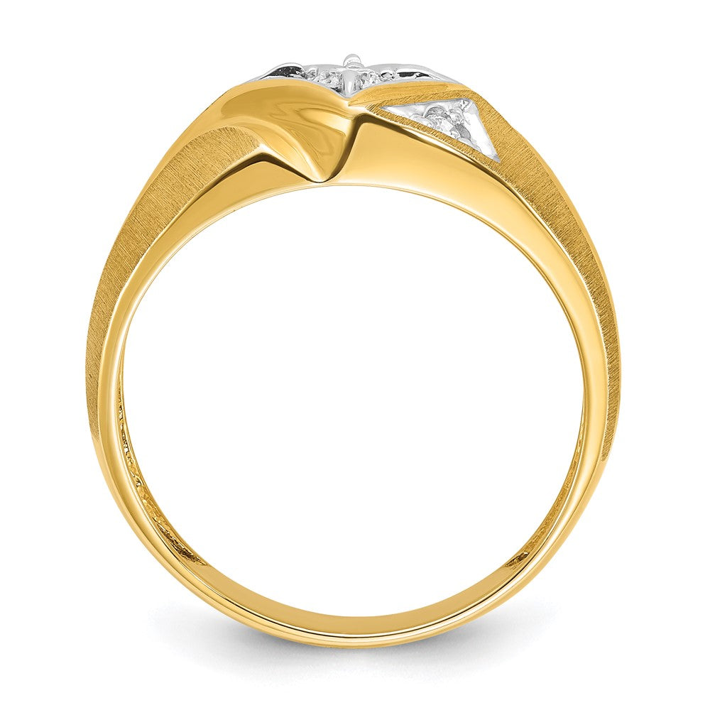 14k IBGoodman Men's w/White Rhodium Satin Diamond Complete Ring
