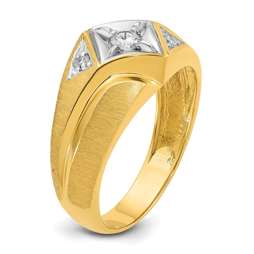 14k IBGoodman Men's w/White Rhodium Satin Diamond Complete Ring