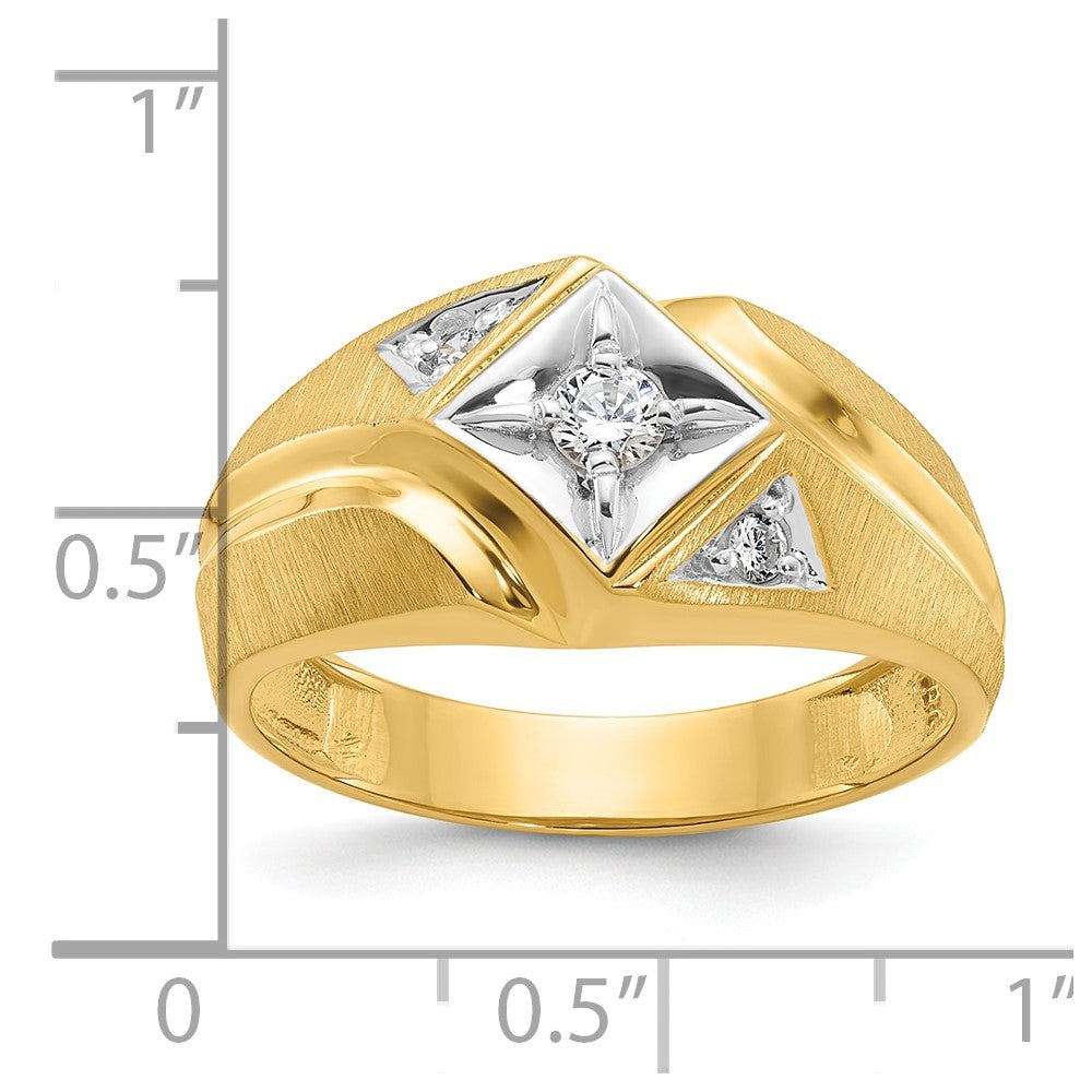 14k IBGoodman Men's w/White Rhodium Satin Diamond Complete Ring