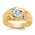 14k IBGoodman Men's w/White Rhodium Satin Diamond Complete Ring