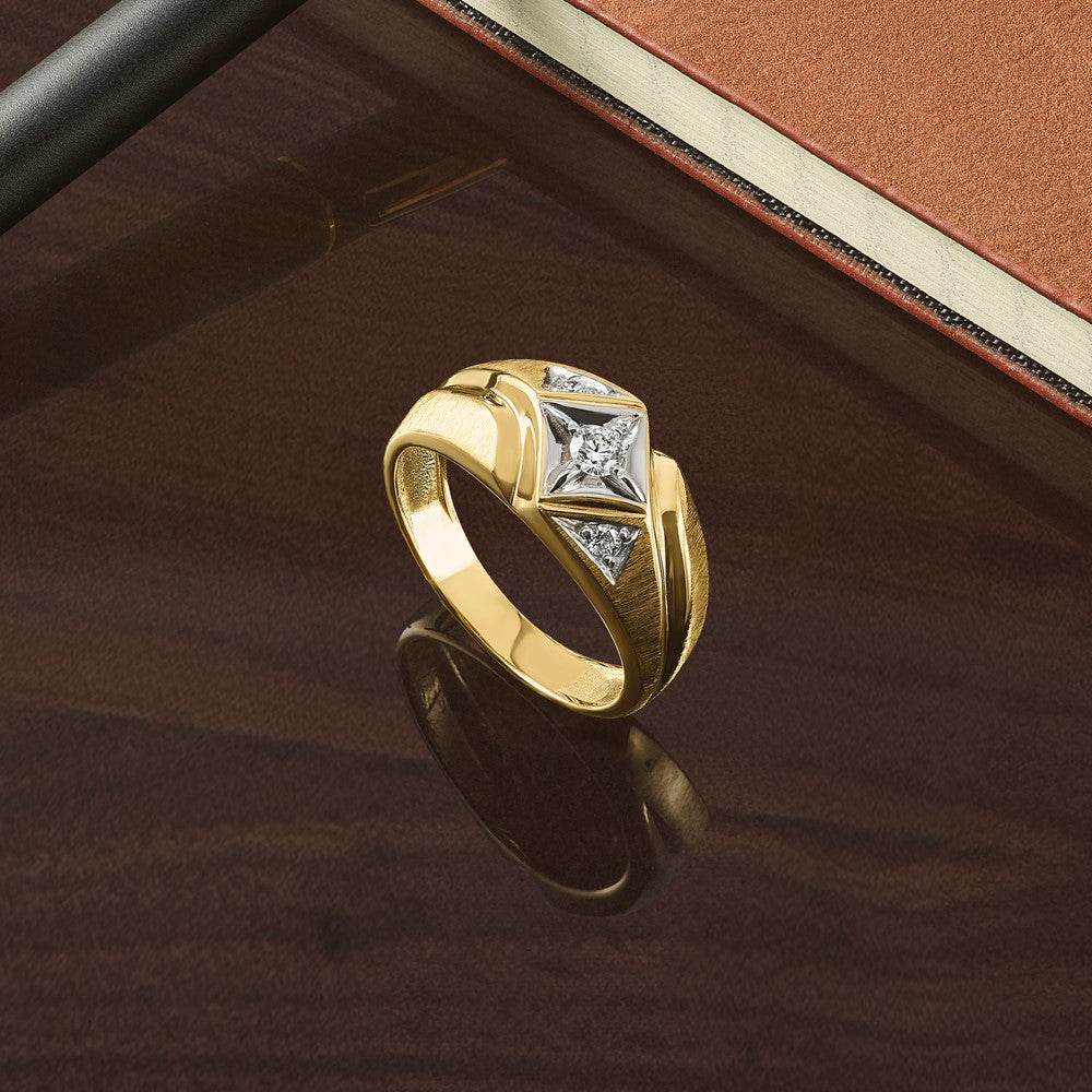 14k IBGoodman Men's w/White Rhodium Satin Diamond Complete Ring
