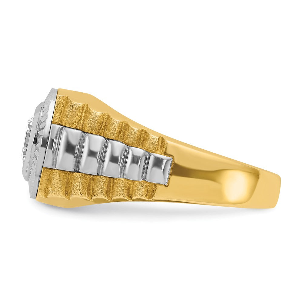 10k Two-tone IBGoodman Men's Polished/Satin/Textured Ring Mounting