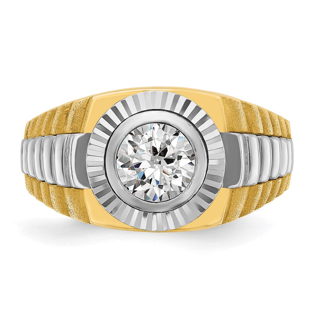 10k Two-tone IBGoodman Men's Polished/Satin/Textured Ring Mounting