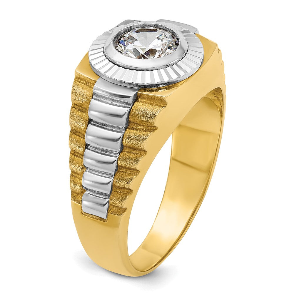 10k Two-tone IBGoodman Men's Polished/Satin/Textured Ring Mounting