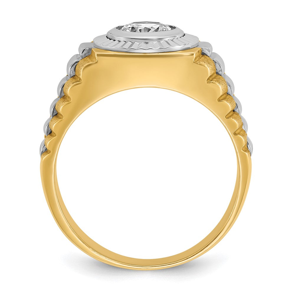 14k Two-tone IBGoodman Men's Polished/Satin/Textured Ring Mounting