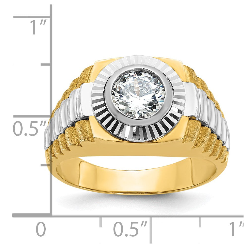 14k Two-tone IBGoodman Men's Polished/Satin/Textured Ring Mounting