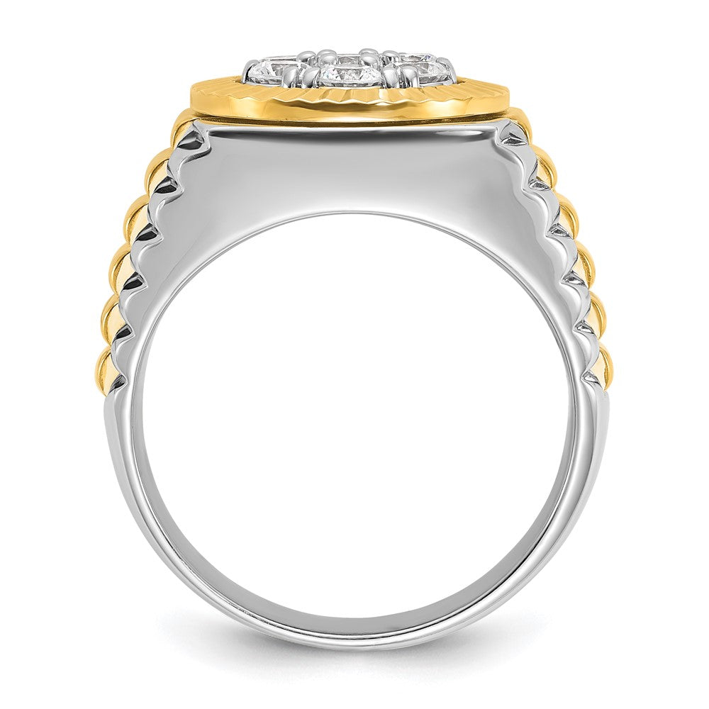 14ktt IBGoodman Men's Polished & Textured Round Cluster Ring Mtg