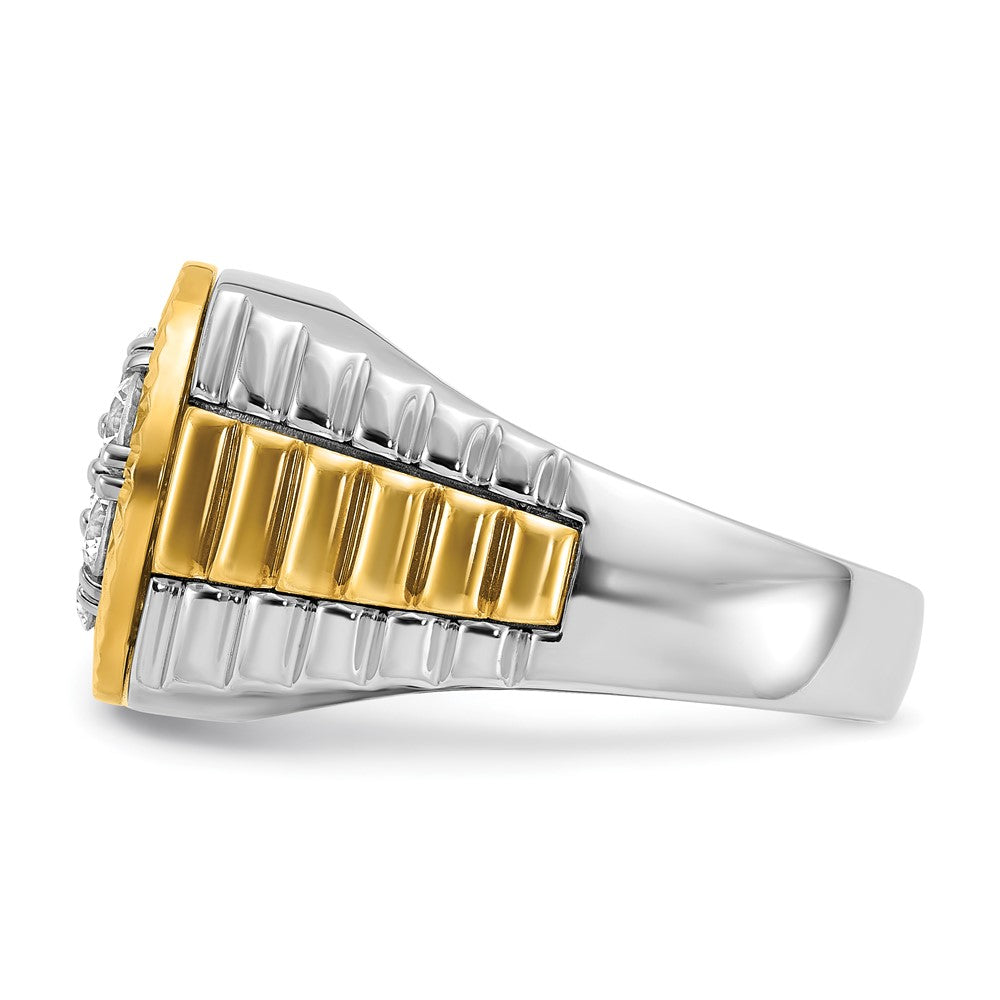 14ktt IBGoodman Men's Polished & Textured Round Cluster Ring Mtg