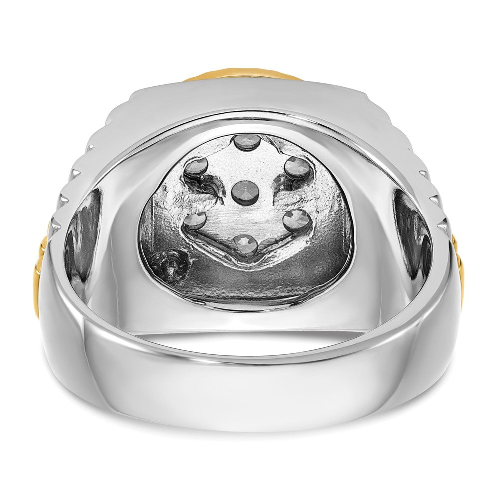 14ktt IBGoodman Men's Polished & Textured Round Cluster Ring Mtg