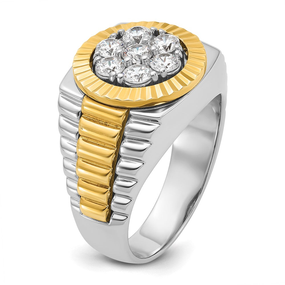14ktt IBGoodman Men's Polished & Textured Round Cluster Ring Mtg