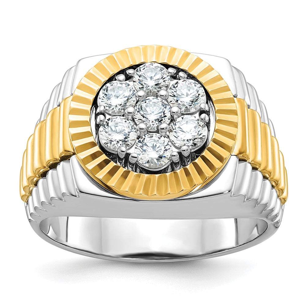 14ktt IBGoodman Men's Polished & Textured Round Cluster Ring Mtg