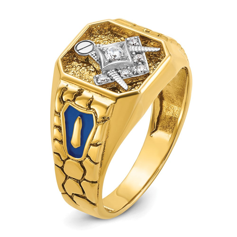 10ktt IBGoodman Men's Textured Blue Lodge Masonic Ring Mounting