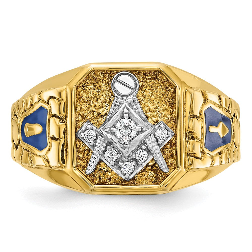 14ktt IBGoodman Men's Textured Blue Lodge Masonic Ring Mounting