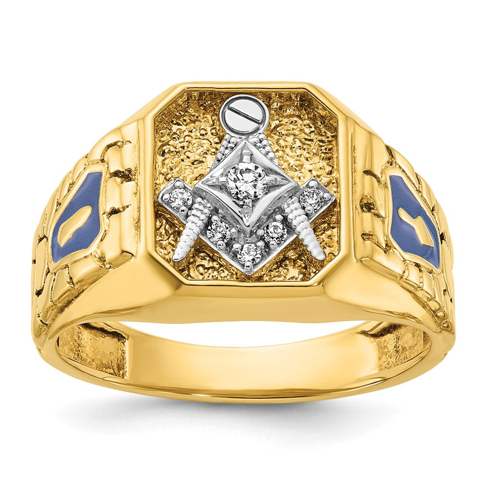 14ktt IBGoodman Men's Textured Blue Lodge Masonic Ring Mounting