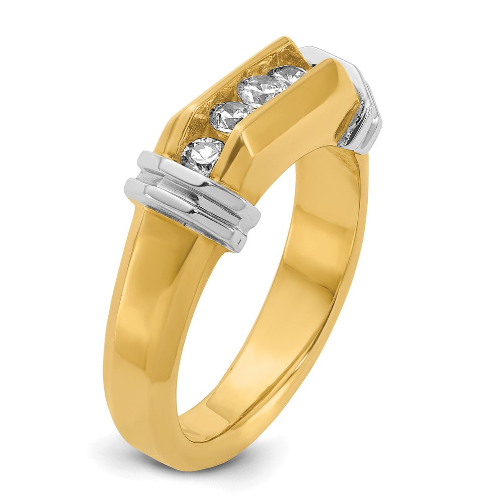 14ktt IBGoodman Men's Polished & Grooved 5-Stone Diamond Ring