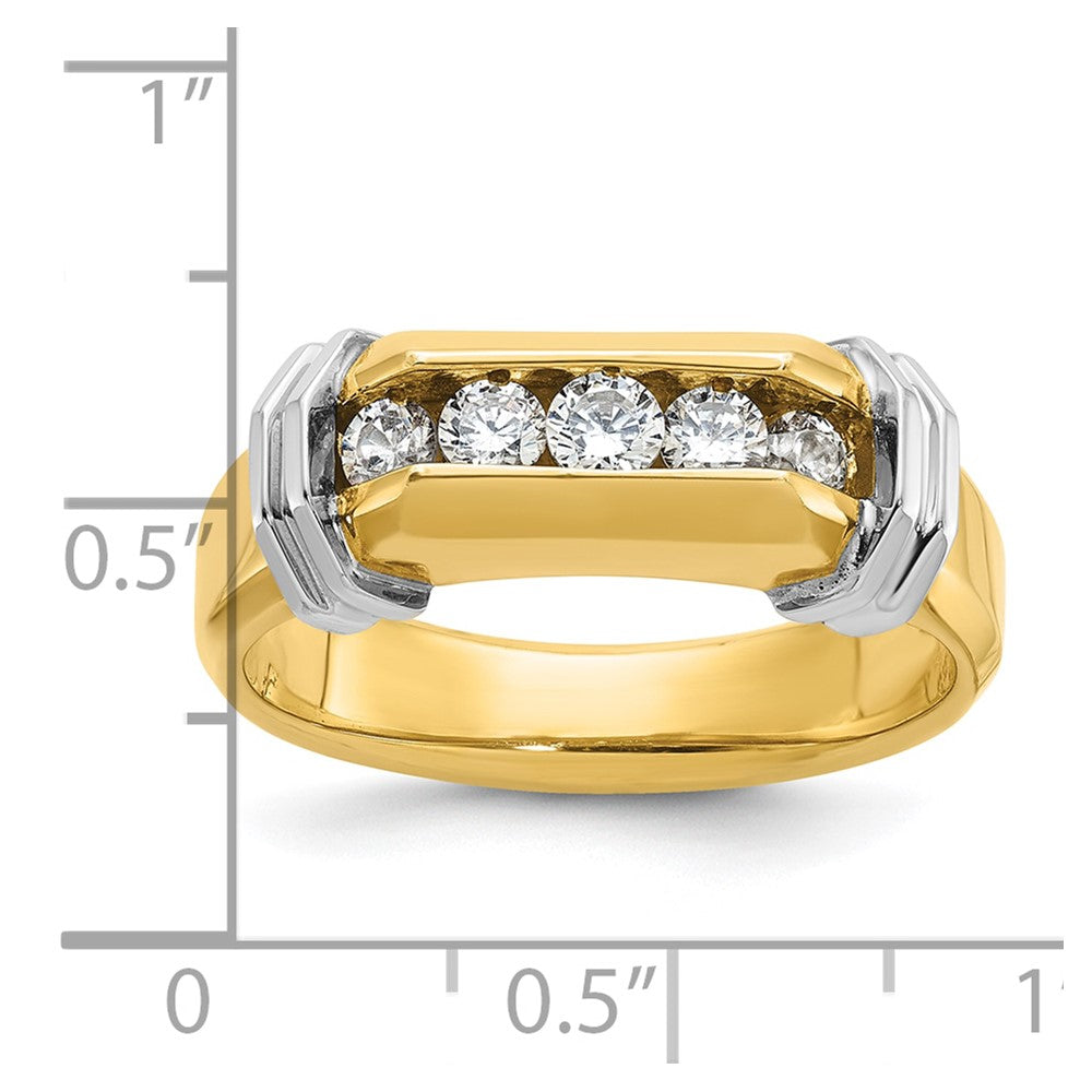 14ktt IBGoodman Men's Polished & Grooved 5-Stone Ring Mounting