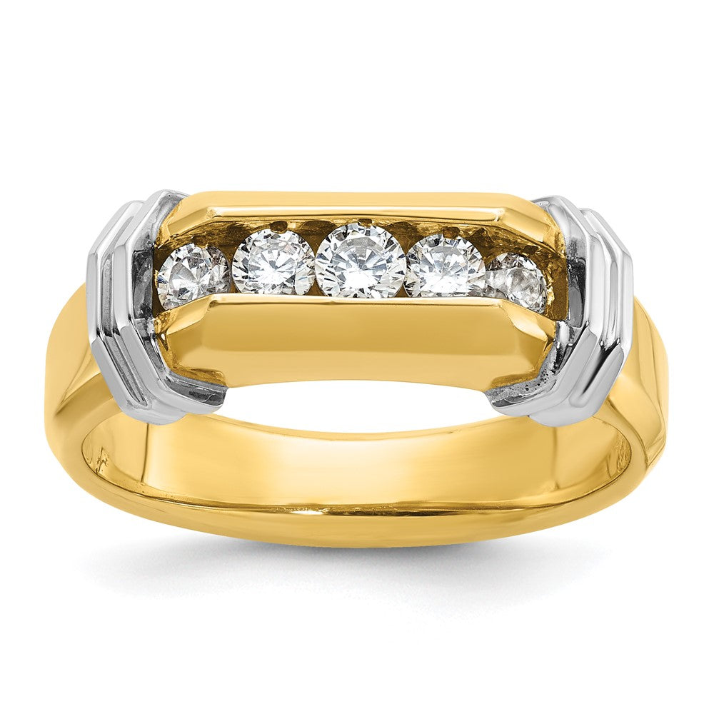 14ktt IBGoodman Men's Polished & Grooved 5-Stone Ring Mounting