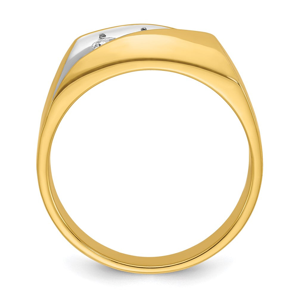 14k w/ White RH IBGoodman Men's Polished 3-Stone Diamond Ring
