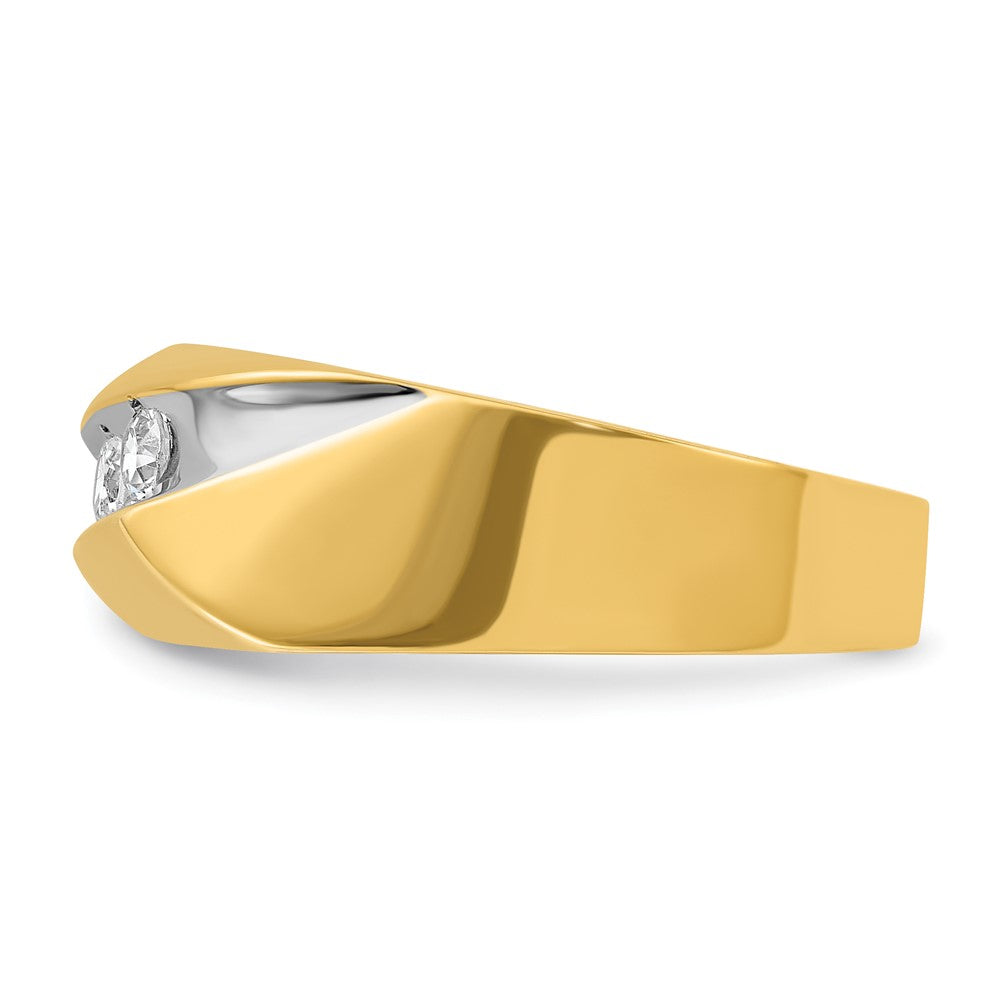 14k w/ White RH IBGoodman Men's Polished 3-Stone Diamond Ring