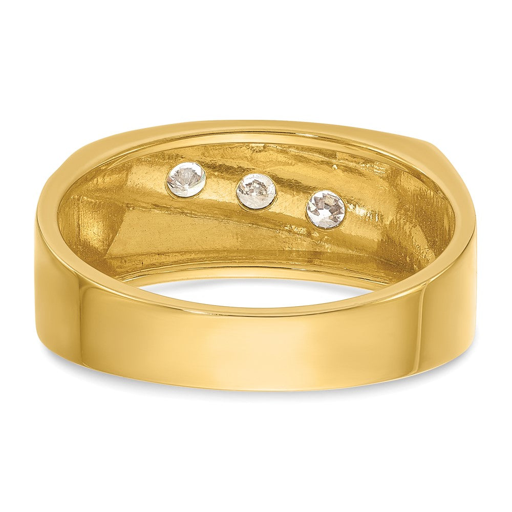 14k w/ White RH IBGoodman Men's Polished 3-Stone Diamond Ring